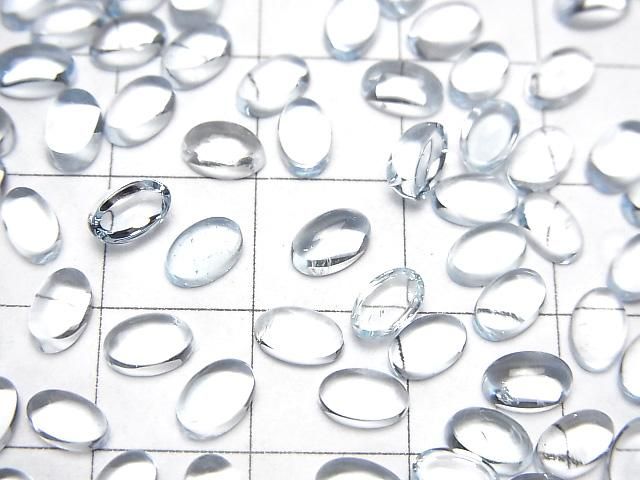 [Video] High Quality Sky Blue Topaz AAA Oval Cabochon 6x4mm 5pcs
