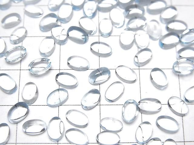 [Video] High Quality Sky Blue Topaz AAA Oval Cabochon 6x4mm 5pcs