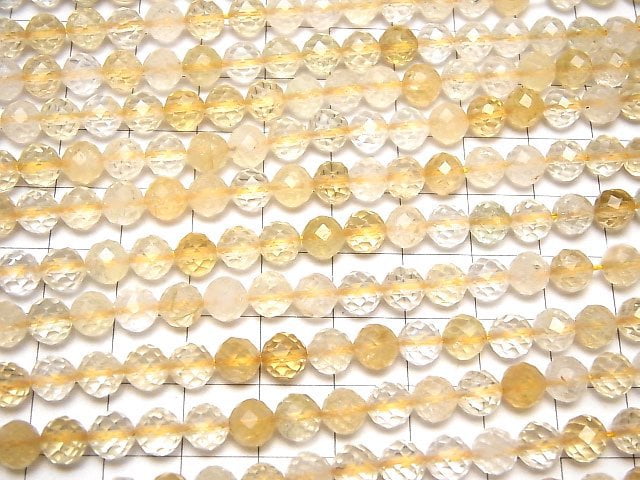 [Video]High Quality! Light color Citrine AA++ 64Faceted Round 6mm 1strand beads (aprx.15inch/36cm)