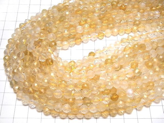 [Video]High Quality! Light color Citrine AA++ 64Faceted Round 6mm 1strand beads (aprx.15inch/36cm)