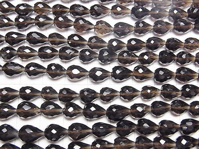 [Video]Smoky Quartz AA++ Vertical Hole Faceted Drop half or 1strand beads (aprx.9inch/24cm)