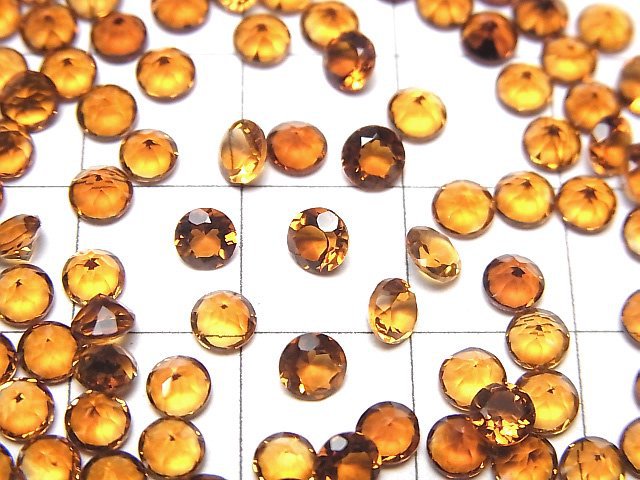 [Video]High Quality Madeira Citrine AAA Loose stone Round Faceted 4x4mm 5pcs