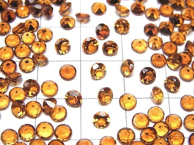 [Video]High Quality Madeira Citrine AAA Loose stone Round Faceted 4x4mm 5pcs