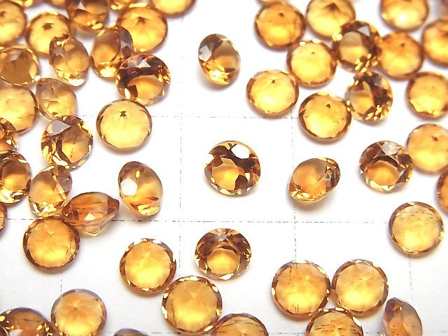 [Video]High Quality Madeira Citrine AAA Loose stone Round Faceted 5x5mm 5pcs