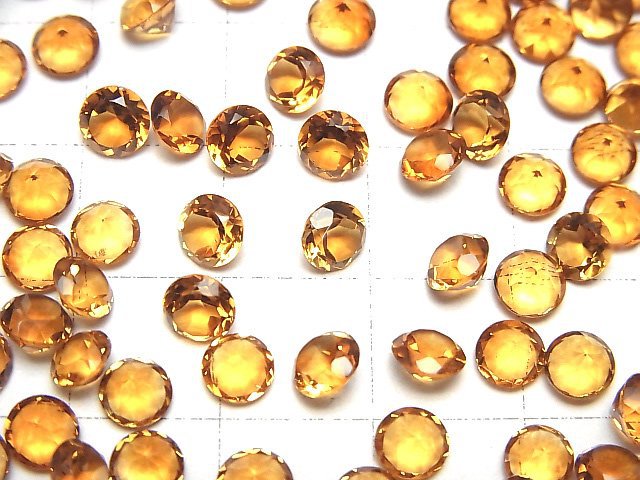 [Video]High Quality Madeira Citrine AAA Loose stone Round Faceted 5x5mm 5pcs