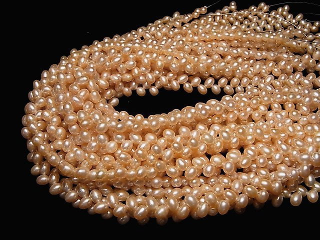 [Video]Fresh Water Pearl AAA- Rough Drop 6x5mm Orange Top Side Drilled Hole 1strand beads (aprx.15inch/37cm)