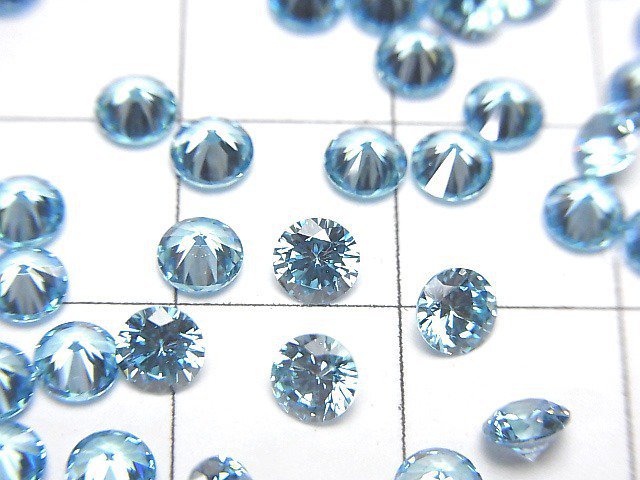 [Video] Cubic Zirconia AAA Loose stone Round Faceted 4x4mm [Swiss blue] 5pcs