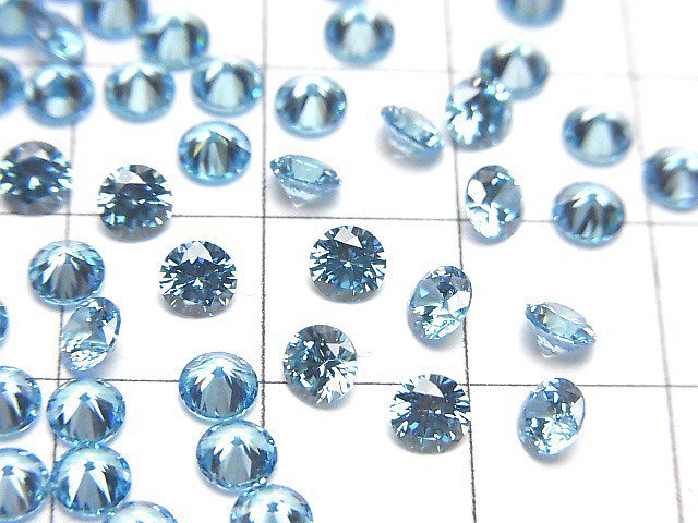 [Video] Cubic Zirconia AAA Loose stone Round Faceted 4x4mm [Swiss blue] 5pcs