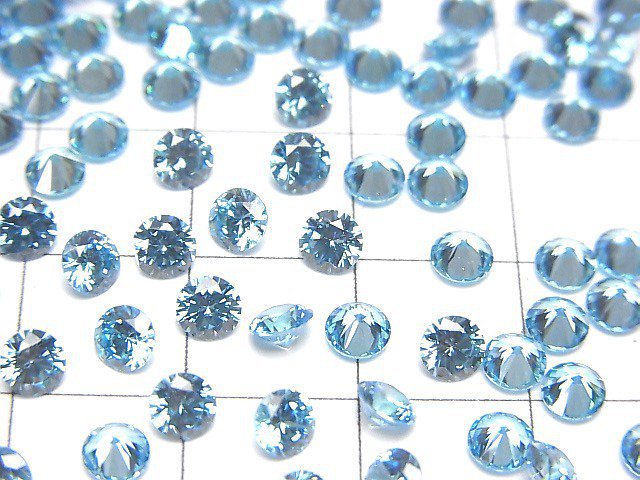 [Video] Cubic Zirconia AAA Loose stone Round Faceted 4x4mm [Swiss blue] 5pcs