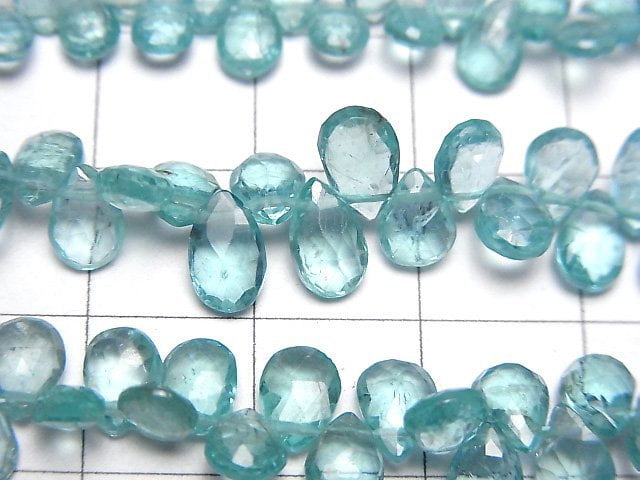 [Video]High Quality Apatite AA++ Pear shape Faceted Briolette half or 1strand beads (aprx.7inch/18cm)