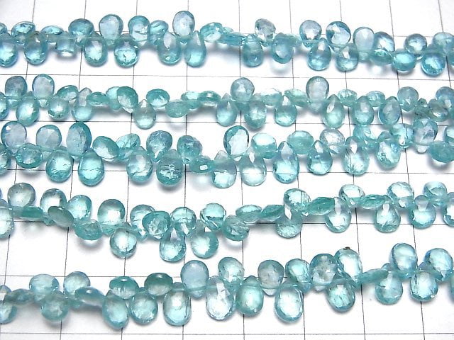 [Video]High Quality Apatite AA++ Pear shape Faceted Briolette half or 1strand beads (aprx.7inch/18cm)