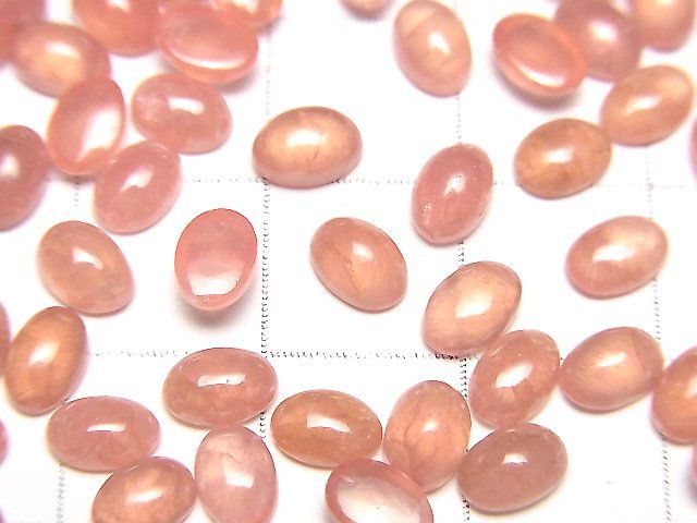 [Video] Peru Rhodochrosite AAA Oval Cabochon 6x4mm 5pcs