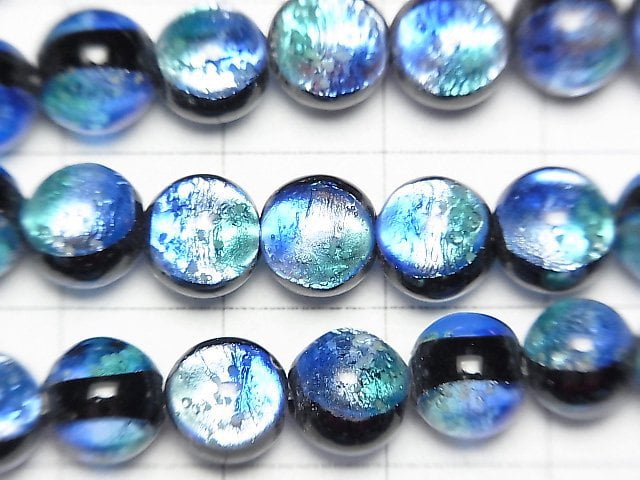 [Video]Lampwork Beads Round 8mm [Taketomi Blue/Luminous type ] 1/4 or 1strand beads (aprx.14inch/35cm)