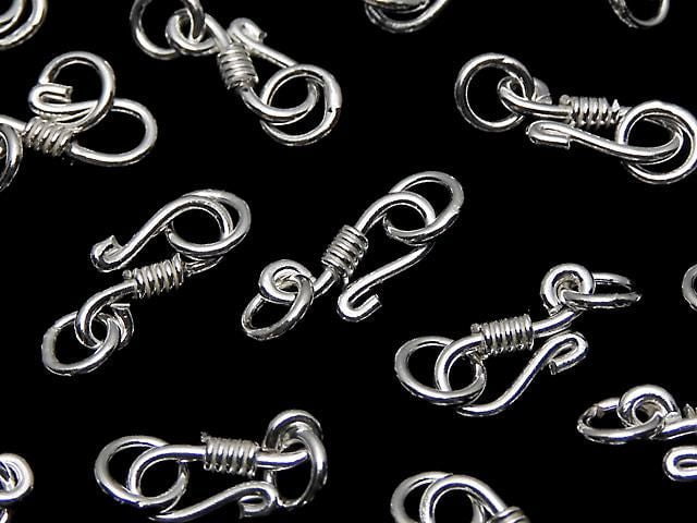 Silver 925 Jump Ring with U-Hook, 10x4mm, White Silver, 2pcs