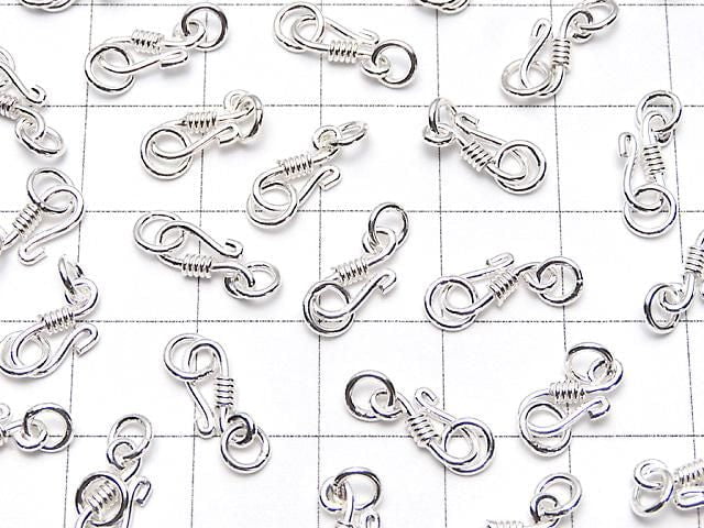 Silver 925 Jump Ring with U-Hook, 10x4mm, White Silver, 2pcs