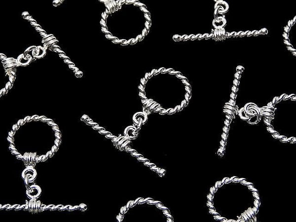 Silver925 Toggle (Twisted Pattern) White Silver 1pc