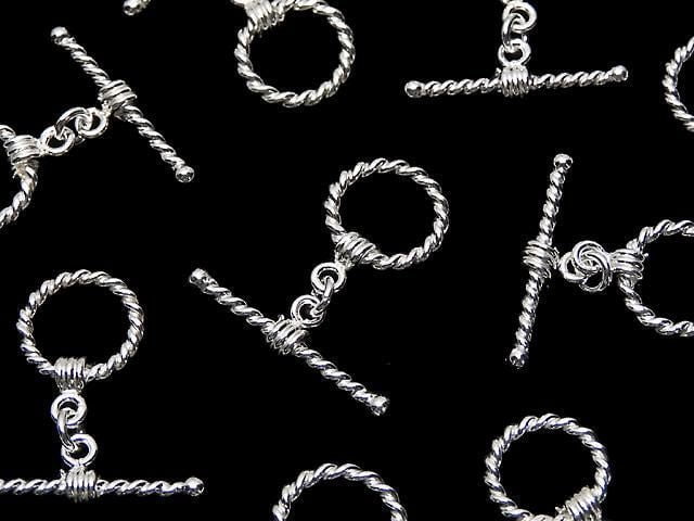 Silver925 Toggle (Twisted Pattern) White Silver 1pc