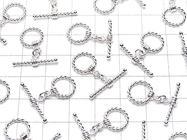 Silver925 Toggle (Twisted Pattern) White Silver 1pc