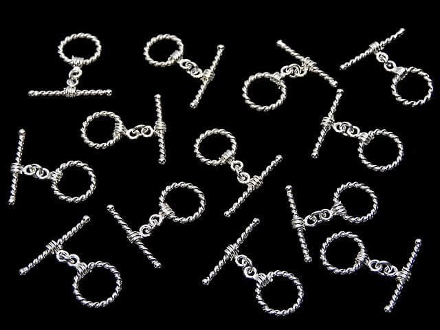 Silver925 Toggle (Twisted Pattern) White Silver 1pc