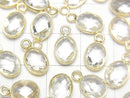 [Video]High Quality White Topaz AAA Bezel Setting Faceted Oval 9x7mm 18KGP 3pcs