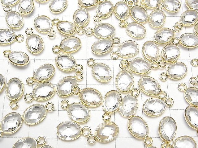 [Video]High Quality White Topaz AAA Bezel Setting Faceted Oval 9x7mm 18KGP 3pcs