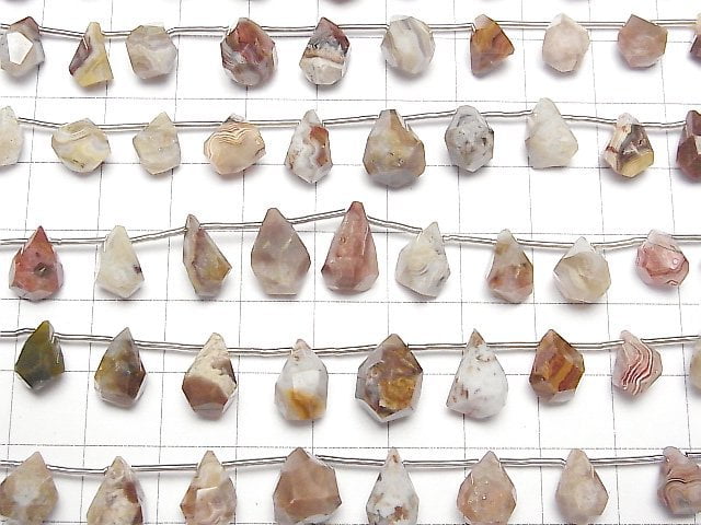 [Video] Laguna Lace Agate Rough Drop Faceted Briolette 1strand beads (aprx.7inch/18cm)