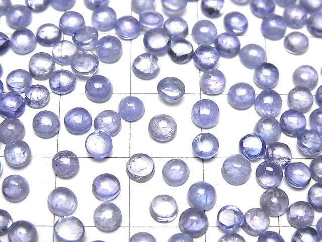 [Video]High Quality Tanzanite AAA- Round Cabochon 4x4mm 5pcs