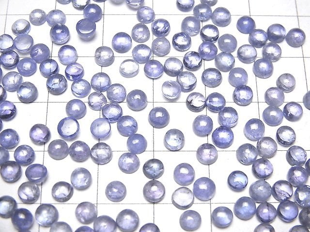 [Video]High Quality Tanzanite AAA- Round Cabochon 4x4mm 5pcs