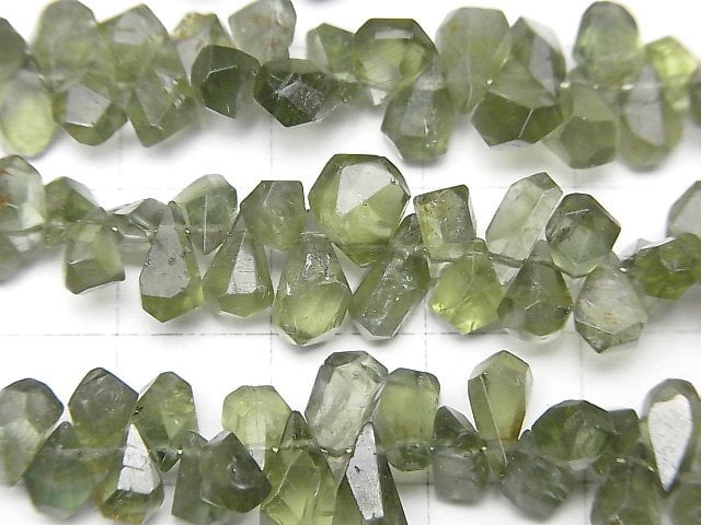 [Video]Green Apatite AA Rough Drop Faceted Briolette 1strand beads (aprx.4inch/9cm)