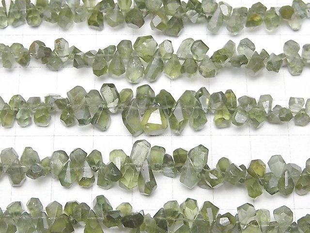 [Video]Green Apatite AA Rough Drop Faceted Briolette 1strand beads (aprx.4inch/9cm)