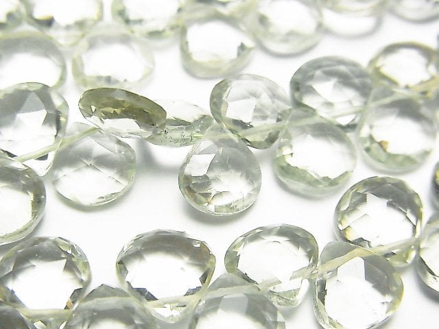 [Video]High Quality Green Amethyst AAA Chestnut Faceted Briolette half or 1strand beads (aprx.7inch/19cm)