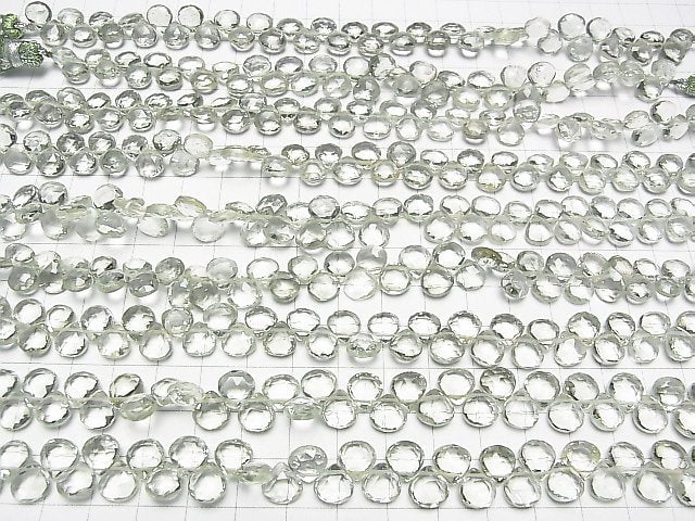 [Video]High Quality Green Amethyst AAA Chestnut Faceted Briolette half or 1strand beads (aprx.7inch/19cm)