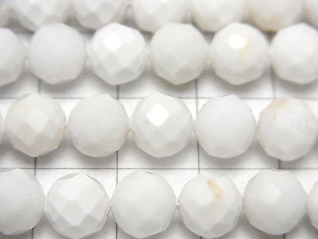 [Video]High Quality! White Onyx AAA- 64Faceted Round 8mm half or 1strand beads (aprx.15inch/37cm)