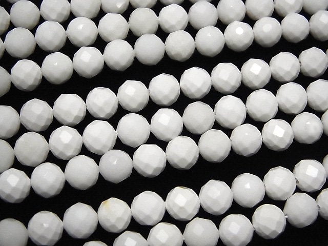 [Video]High Quality! White Onyx AAA- 64Faceted Round 8mm half or 1strand beads (aprx.15inch/37cm)