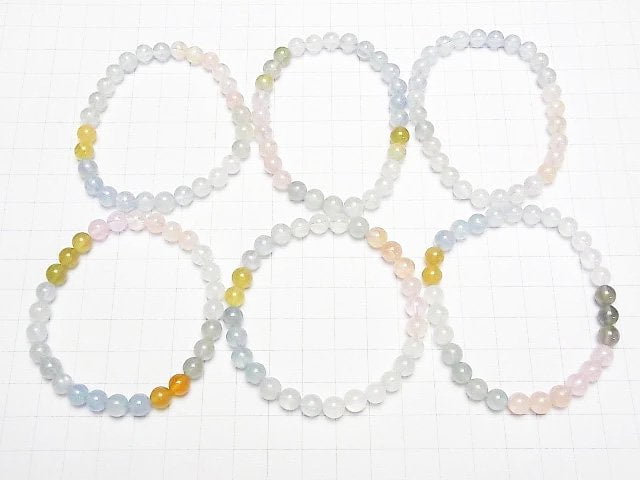 [Video] Beryl Mix (Multicolor Aquamarine) AAA- Round 6.5mm Color Gradation Bracelet