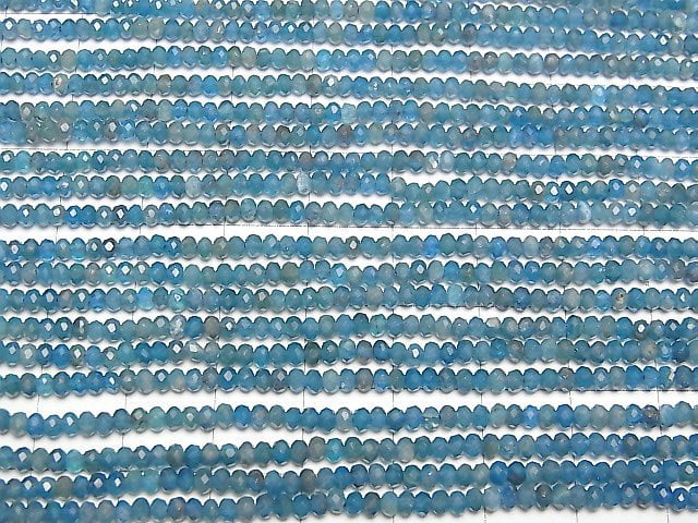 [Video]High Quality! Apatite AA+ Faceted Button Roundel 3x3x1.5mm 1strand beads (aprx.15inch/37cm)