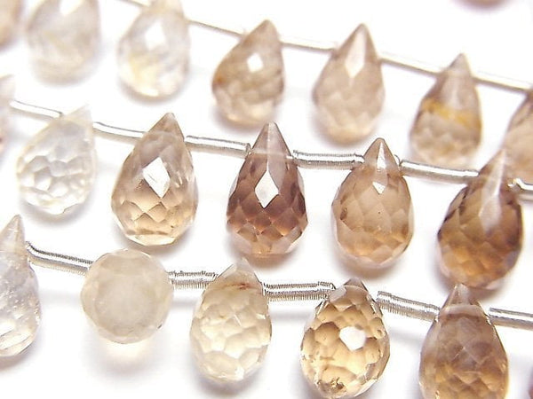 [Video]High Quality Brown Topaz AAA Drop Faceted Briolette half or 1strand beads (aprx.7inch/18cm)