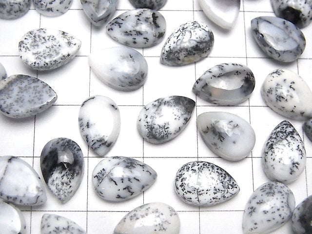 [Video]Dendrite Opal Pear shape Cabochon 12x8mm 5pcs