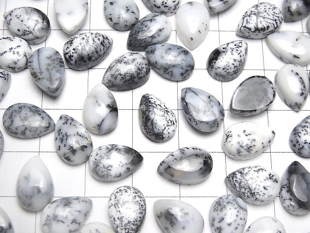 [Video]Dendrite Opal Pear shape Cabochon 12x8mm 5pcs