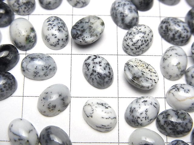 [Video]Dendrite Opal Oval Cabochon 8x6mm 10pcs