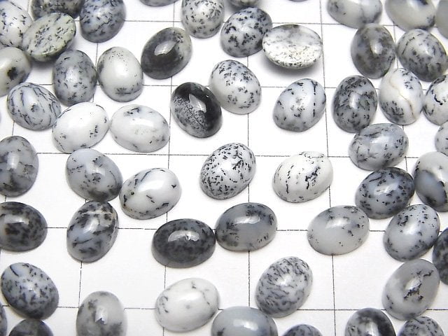 [Video]Dendrite Opal Oval Cabochon 8x6mm 10pcs