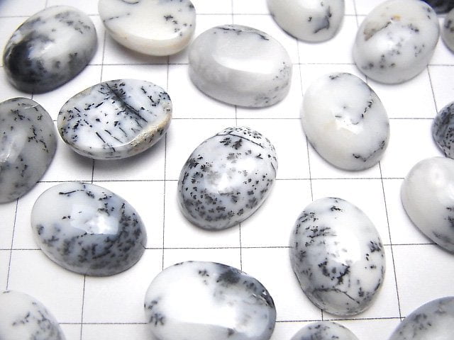 [Video] Dendrite Opal Oval Cabochon 16x12mm 2pcs