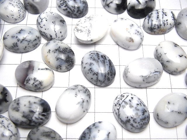 [Video] Dendrite Opal Oval Cabochon 16x12mm 2pcs