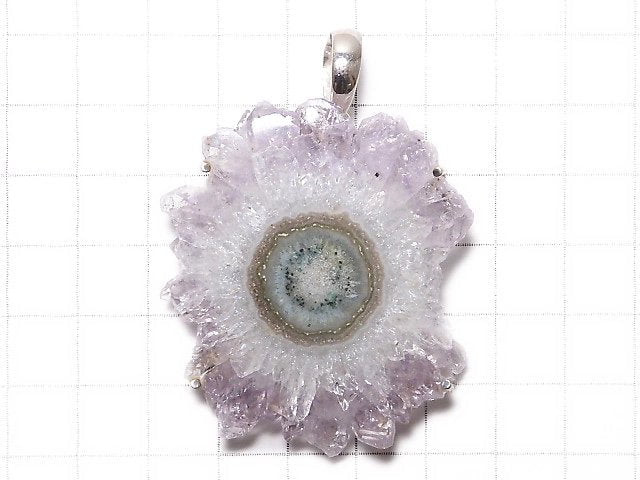 [Video][One of a kind] Flower Amethyst Pendant Silver925 NO.105