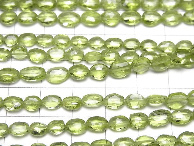 [Video]High Quality Peridot AAA- Faceted Oval 1strand beads (aprx.7inch/18cm)