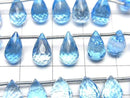 [Video]High Quality Swiss Blue Topaz AAA Drop Faceted Briolette half or 1strand (16pcs)