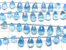 [Video]High Quality Swiss Blue Topaz AAA Drop Faceted Briolette half or 1strand (16pcs)