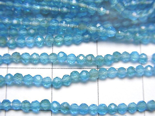 [Video]High Quality! Neon Blue Apatite AA++ Faceted Round 2mm 1strand beads (aprx.12inch/30cm)