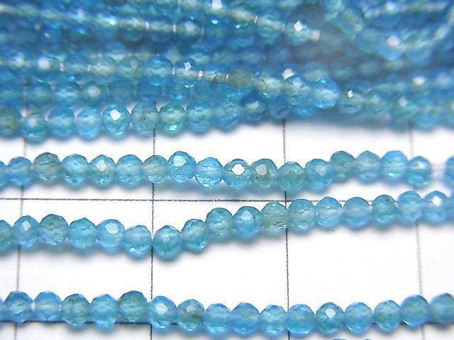 [Video]High Quality! Neon Blue Apatite AA++ Faceted Round 2mm 1strand beads (aprx.12inch/30cm)