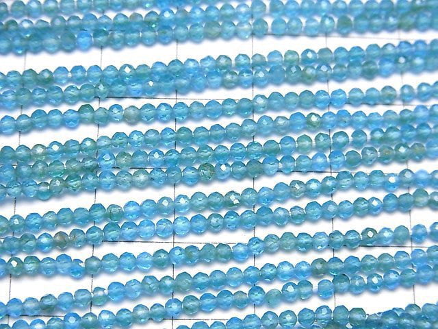 [Video]High Quality! Neon Blue Apatite AA++ Faceted Round 2mm 1strand beads (aprx.12inch/30cm)